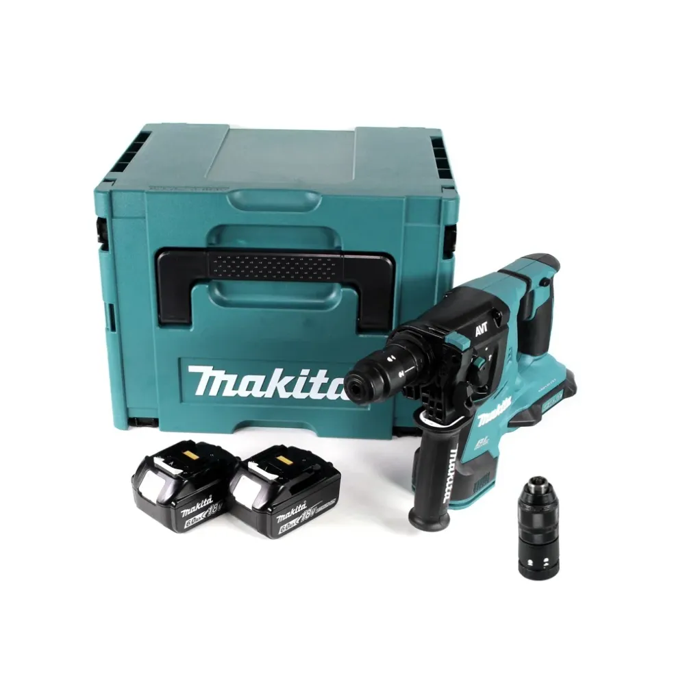 Makita DHR 281 GJ Bezszczotkowa akumulatorowa wiertarko-wkrętarka udarowa 28 mm 2x 18 V do SDS-PLUS z uchwytem szybkowymie...