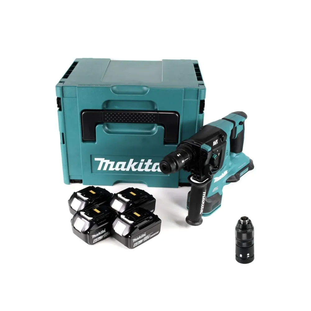 Makita DHR 281 G4J Bezszczotkowa akumulatorowa wiertarko-wkrętarka udarowa 28 mm 2x 18 V do SDS-PLUS z uchwytem szybkowymi...