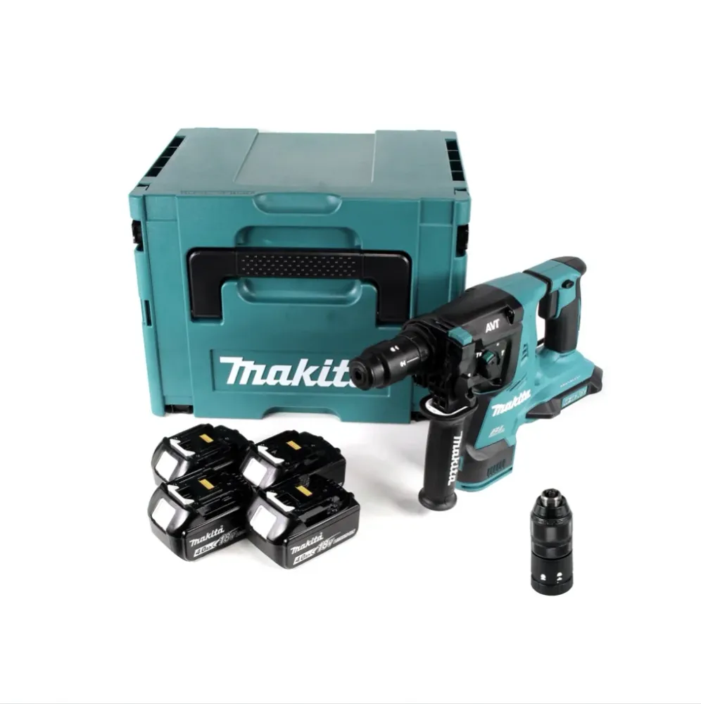 Makita DHR 281 M4J Bezszczotkowa akumulatorowa wiertarko-wkrętarka udarowa 28 mm 2x 18 V do SDS-PLUS z uchwytem szybkowymi...