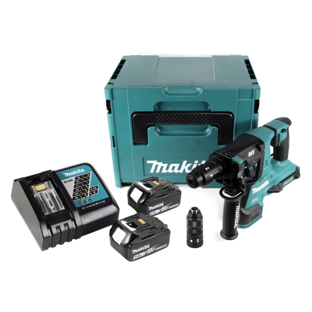 Makita DHR 281 RTJ Bezszczotkowa akumulatorowa wiertarko-wkrętarka udarowa 28 mm w zestawie Makpac z akumulatorem 2x 18 V-...