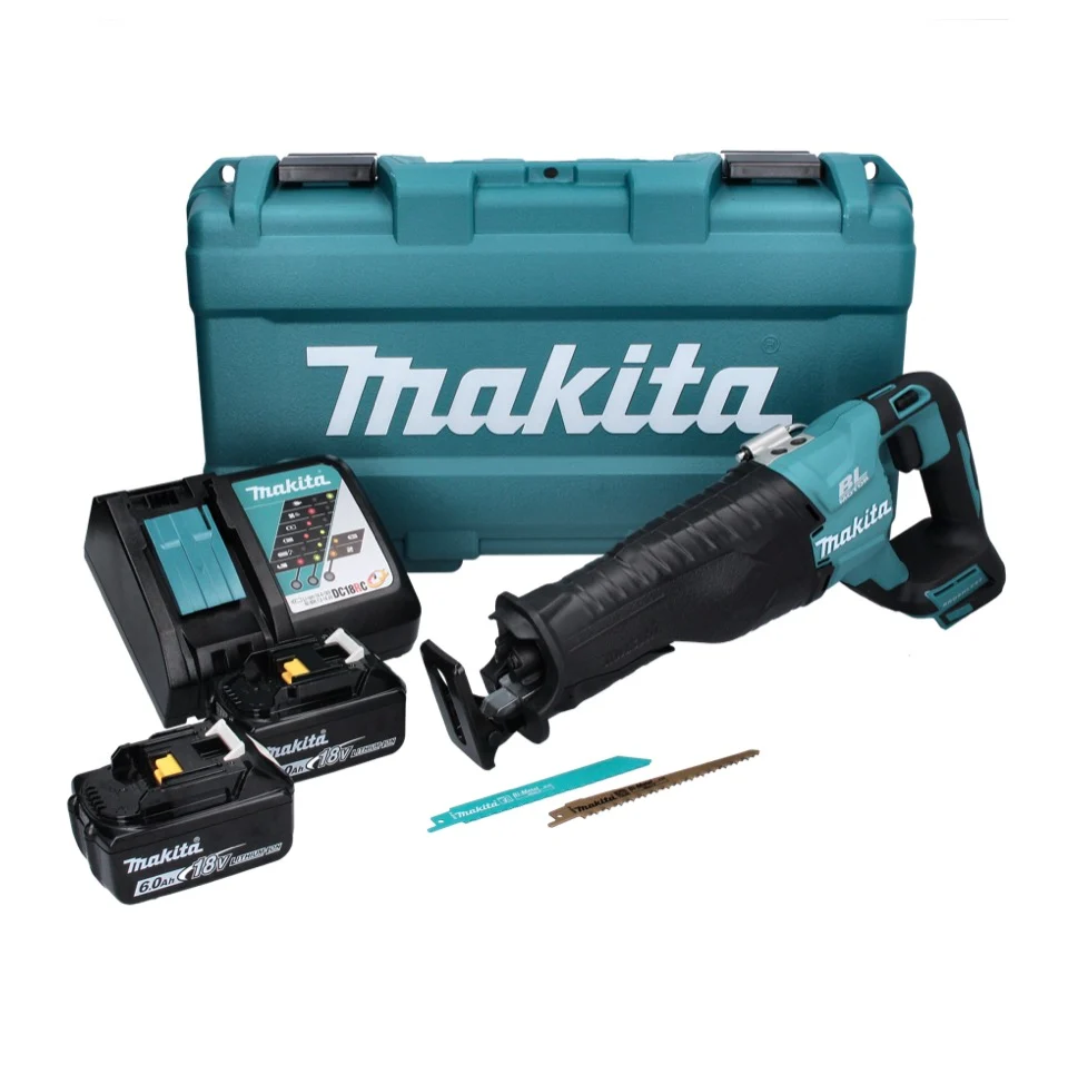 Makita DJR 187 RGK akumulatorowa pilarka szablasta 18 V bezszczotkowa + 2x akumulator 6,0 Ah + ładowarka + walizka