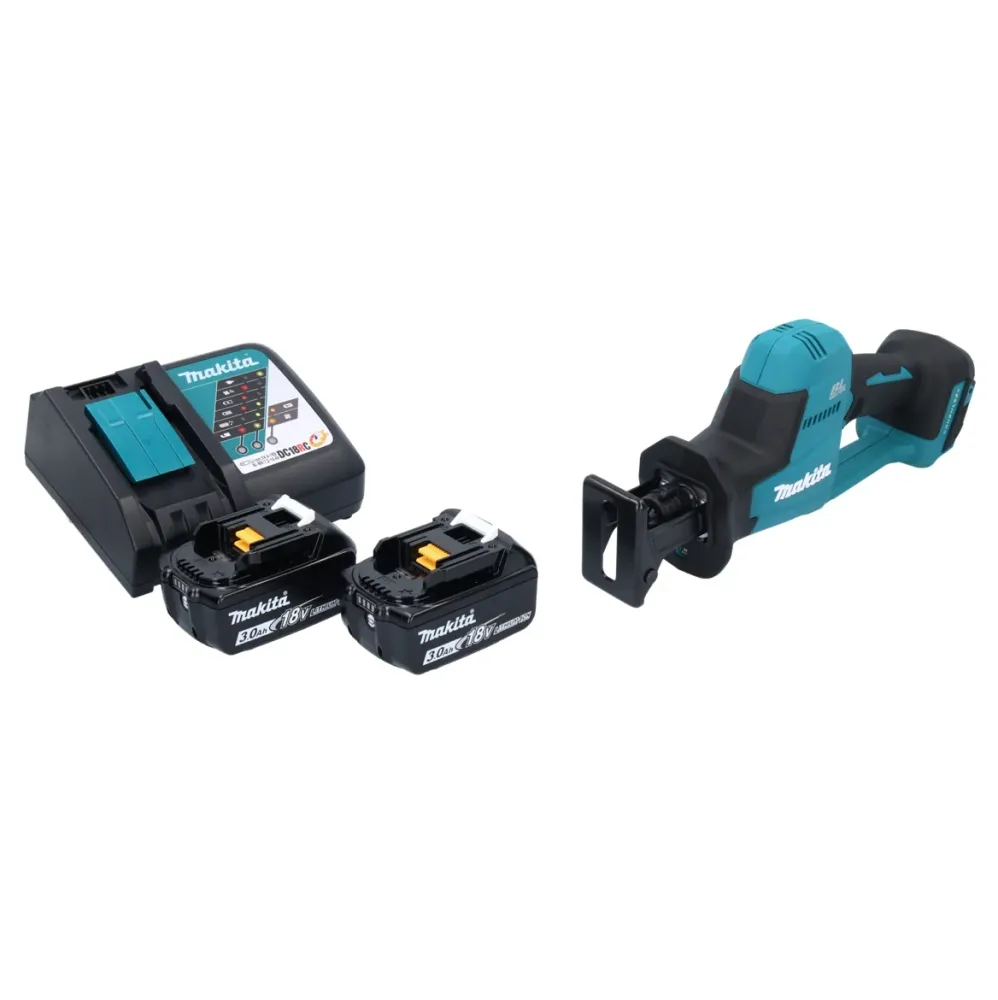 Makita DJR 189 RF akumulatorowa pilarka szablasta 18 V bezszczotkowa + 2x akumulator 3,0 Ah + ładowarka