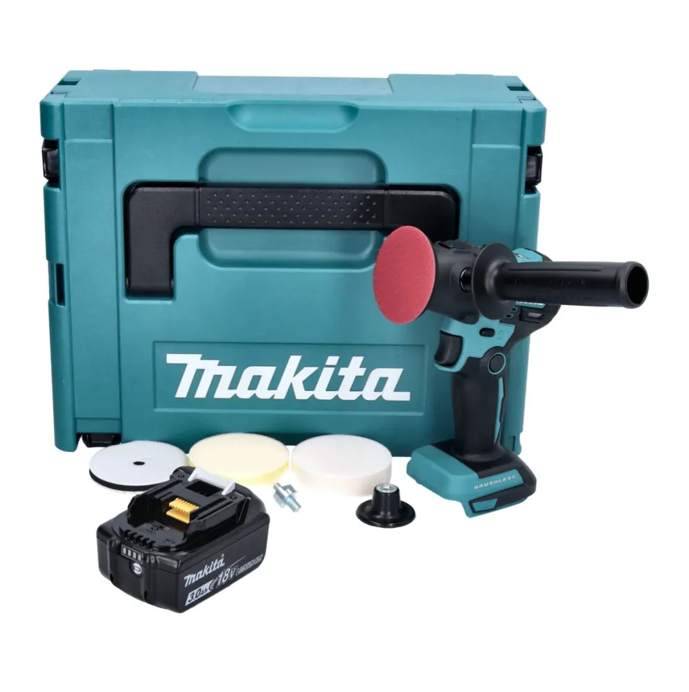 Makita DPV 300 F1J Polerka akumulatorowa 18 V 50 / 80 mm bezszczotkowa + 1x akumulator 3,0 Ah + Makpac - bez ładowarki