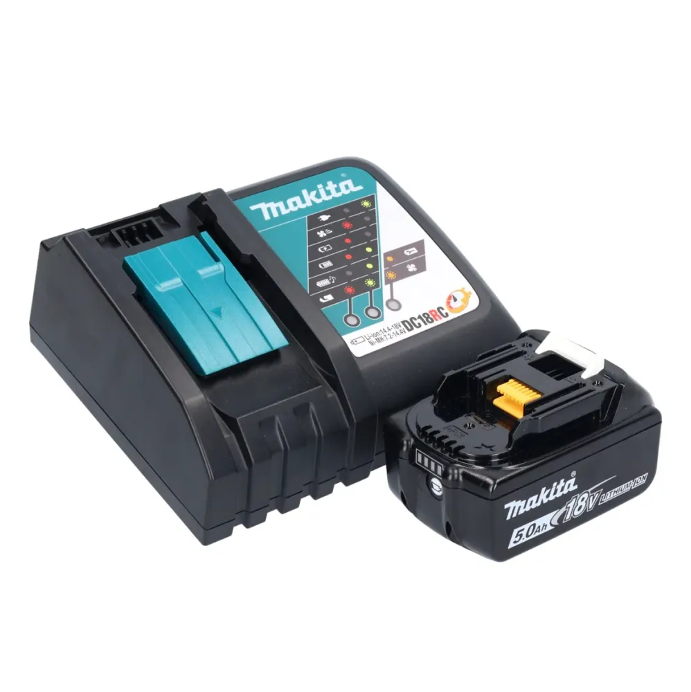 Wyrzynarka akumulatorowa Makita DJV 182 RT1J 18 V bezszczotkowa + 1x akumulator 5,0 Ah + ładowarka + 5 szt. zestaw brzeszc...