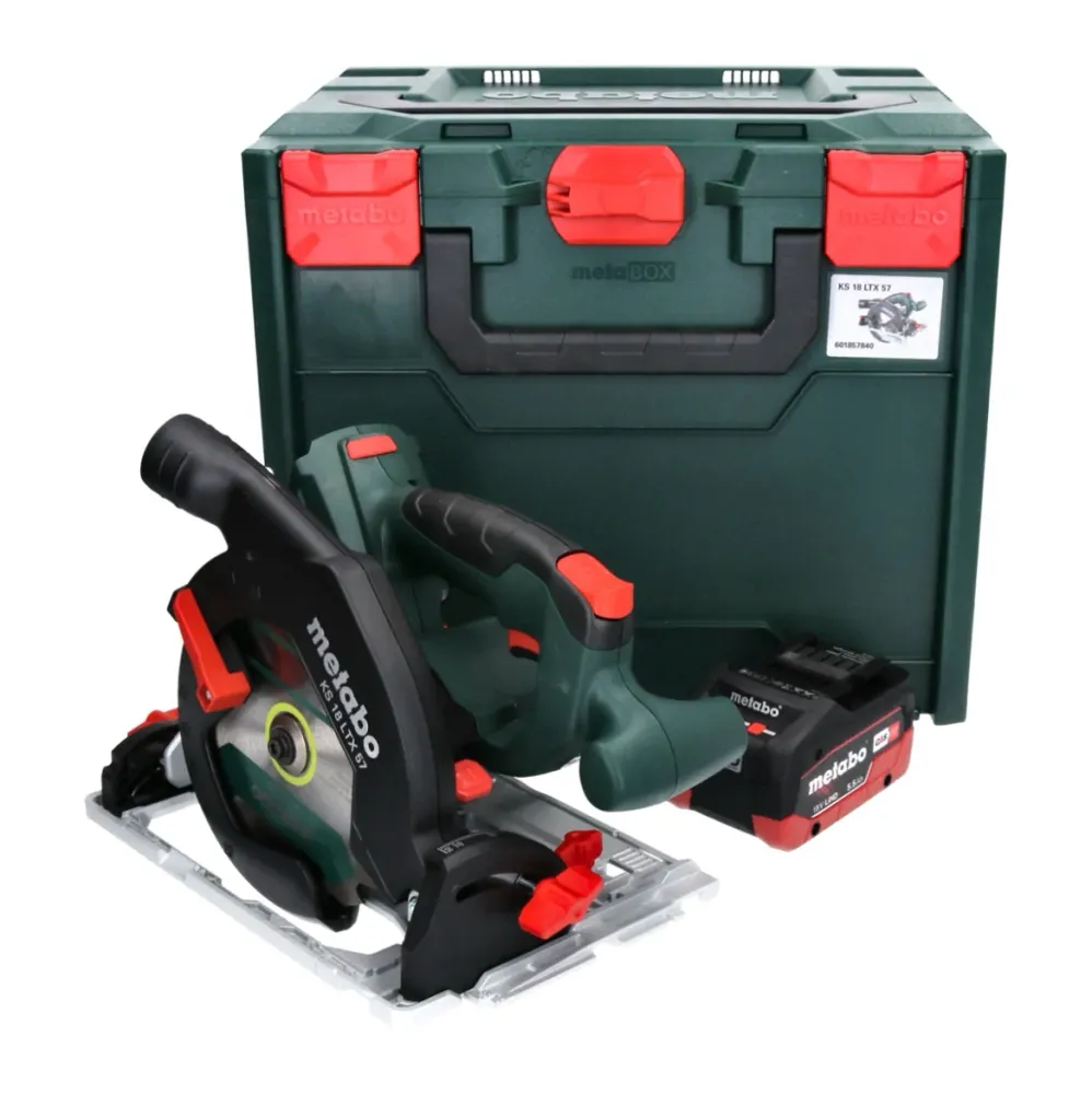 Akumulatorowa pilarka tarczowa Metabo KS 18 LTX 57 18 V 165 mm + 1x akumulator 5,5 Ah + metaBOX - bez ładowarki