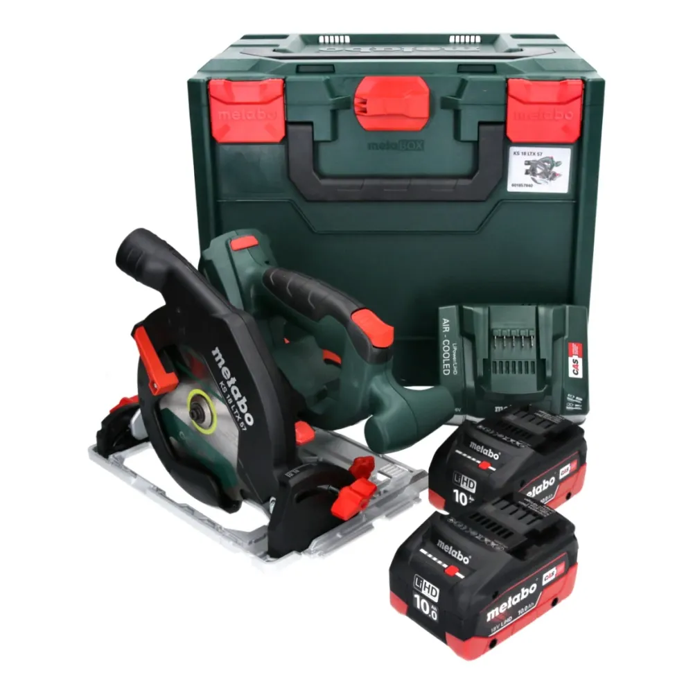 Akumulatorowa pilarka tarczowa Metabo KS 18 LTX 57 18 V 165 mm + 2x akumulator 10,0 Ah + ładowarka + metaBOX