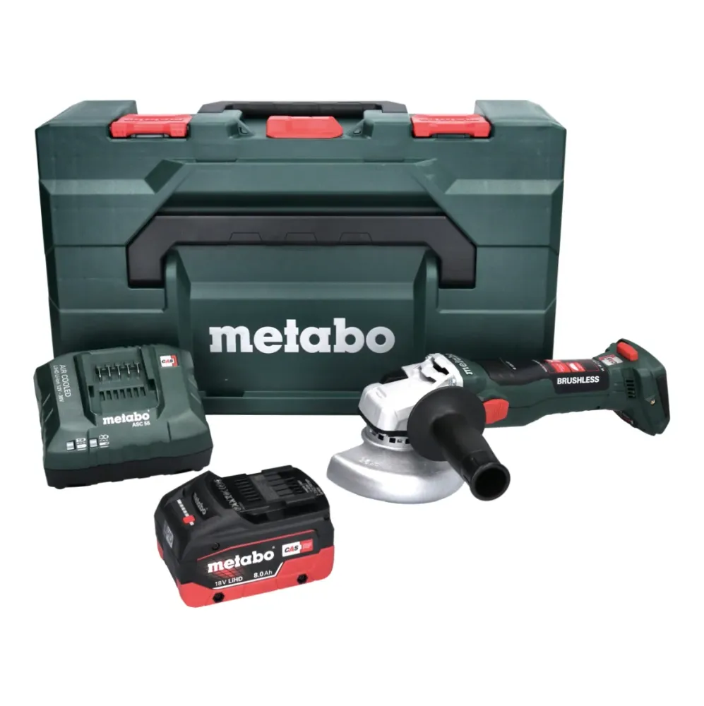 Akumulatorowa szlifierka kątowa Metabo W 18 LT BL 11-125 18 V 125 mm bezszczotkowa + 1x akumulator 8,0 Ah + ładowarka + me...