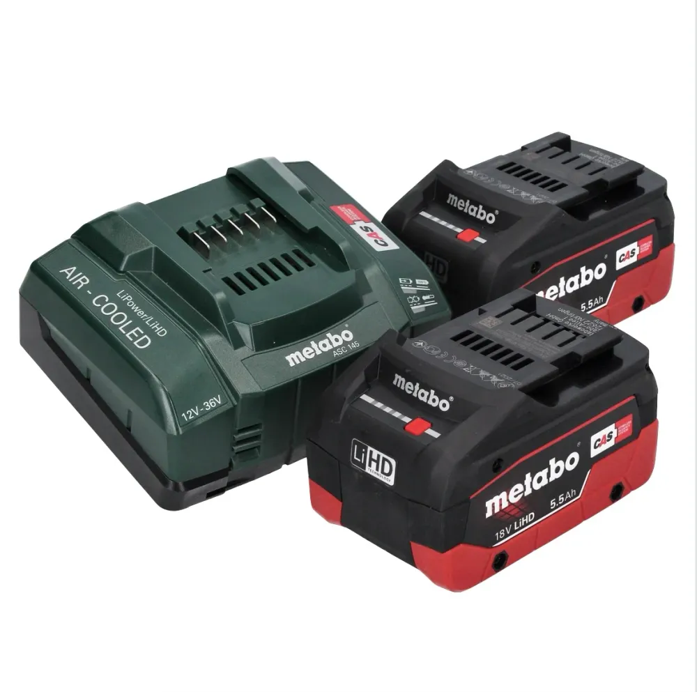 Akumulatorowa szlifierka kątowa Metabo WPB 18 LT BL 11-125 Quick 18 V 125 mm bezszczotkowa + 2x akumulator 5,5 Ah + ładowa...