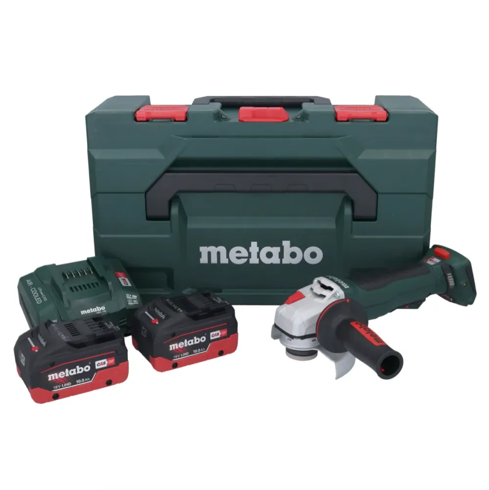 Akumulatorowa szlifierka kątowa Metabo WPB 18 LT BL 11-125 Quick 18 V 125 mm bezszczotkowa + 2x akumulator 10,0 Ah + ładow...