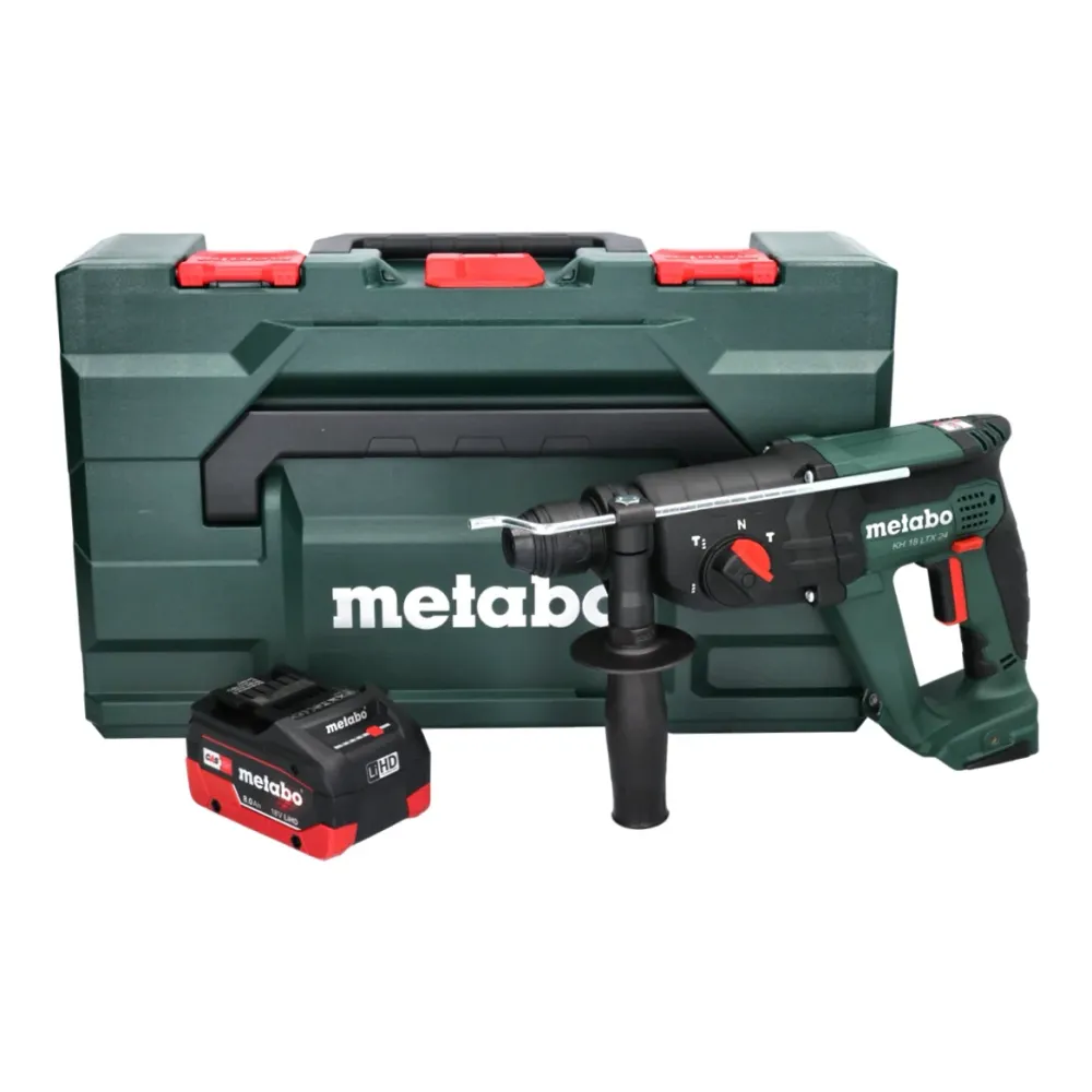 Metabo KH 18 LTX 24 akumulatorowy młot udarowo-obrotowy 18 V 2,1 J SDS plus + 1x akumulator 8,0 Ah + metaBOX - bez ładowarki