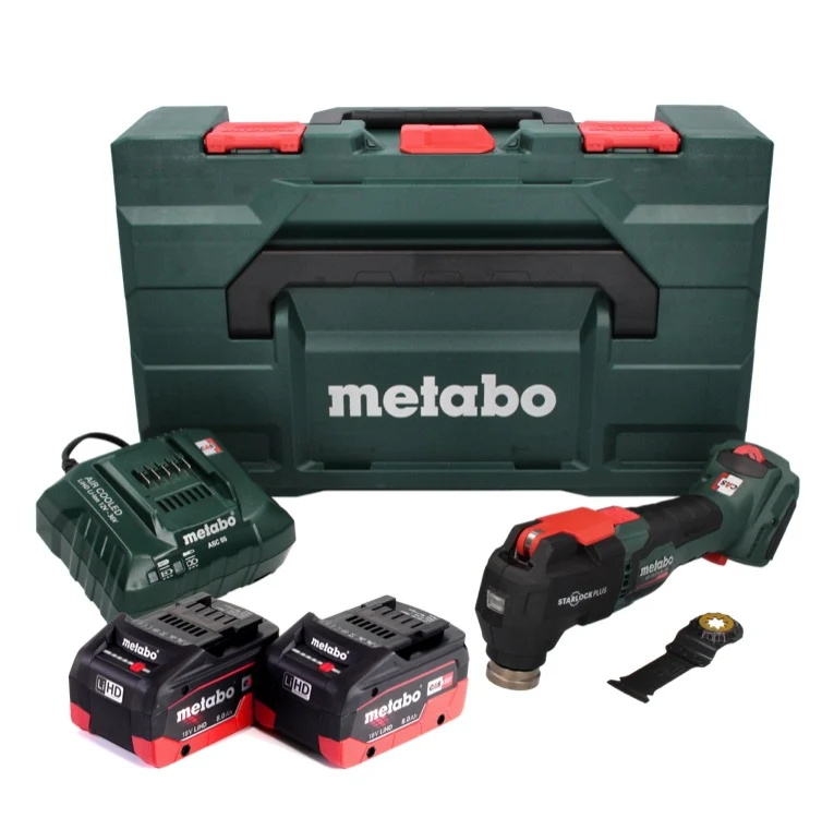 Metabo MT 18 LTX BL QSL akumulatorowe narzędzie wielofunkcyjne 18 V bezszczotkowe Starlock Plus + 2x akumulator 8,0 Ah + ł...