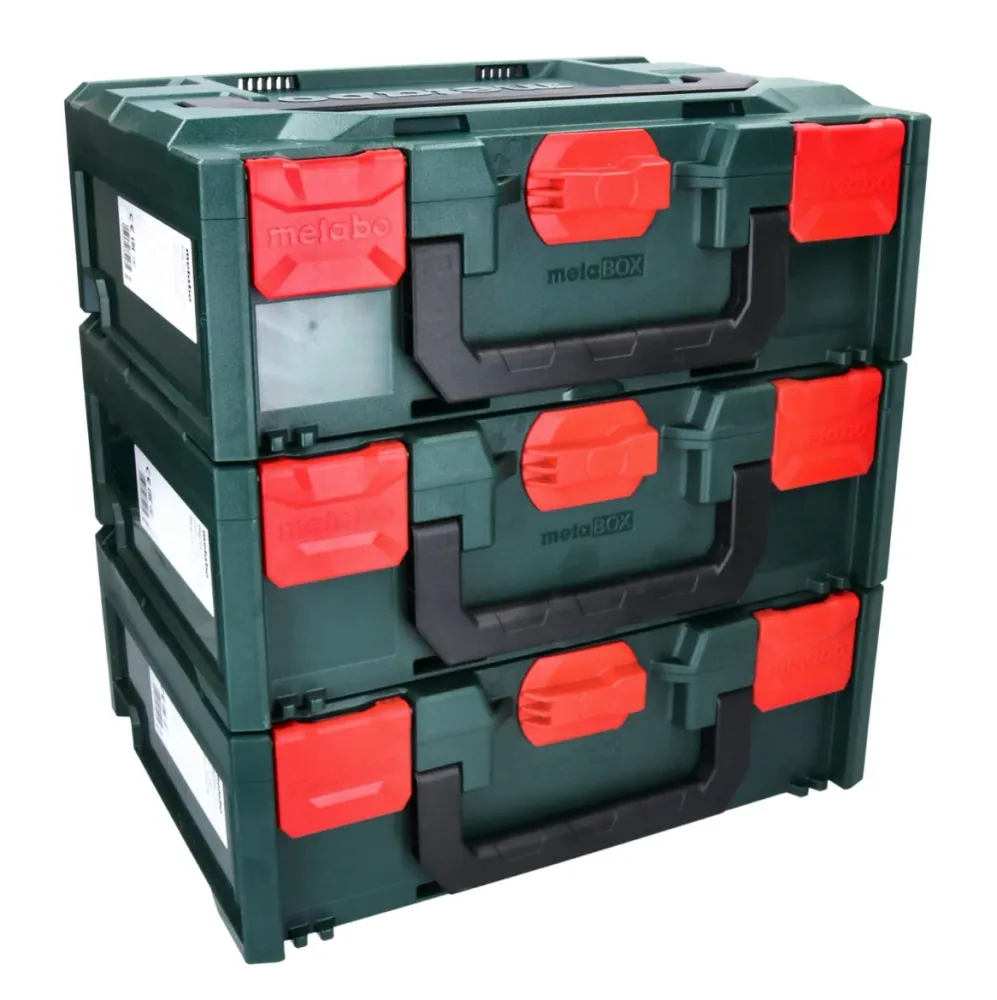 Metabo metaBOX 145 Zestaw 3x Systemowa walizka narzędziowa sztaplowana 396 x 296 x 145 mm - bez wkładki