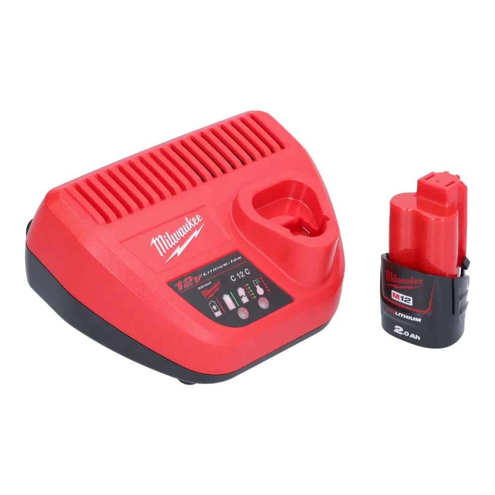 Milwaukee M12 FQID-201 akumulatorowy klucz udarowy 12 V 50 Nm 1/4" bezszczotkowy + 1x akumulator 2,0 Ah + ładowarka