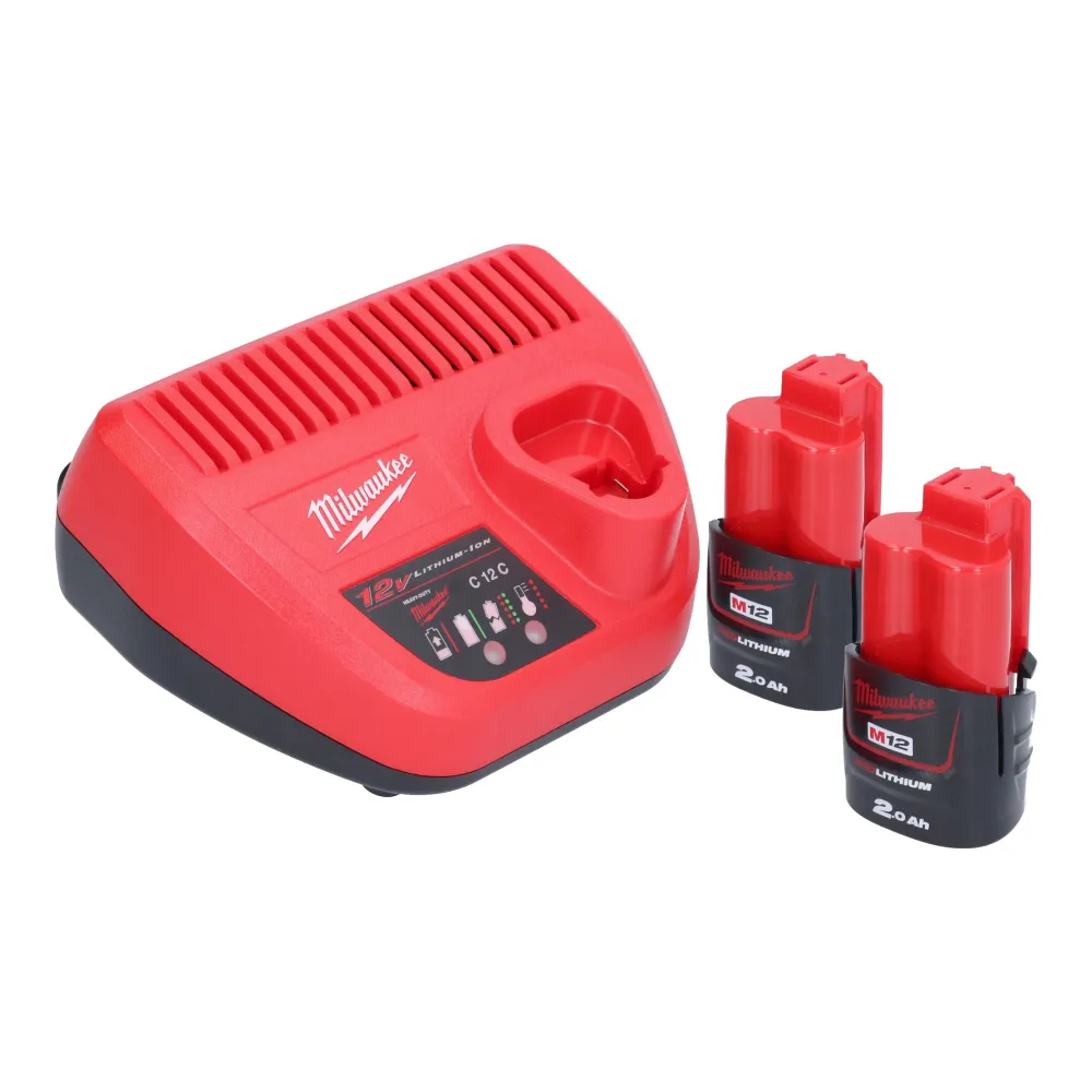 Milwaukee M12 FQID-202 akumulatorowy klucz udarowy 12 V 50 Nm 1/4" bezszczotkowy + 2x akumulator 2,0 Ah + ładowarka