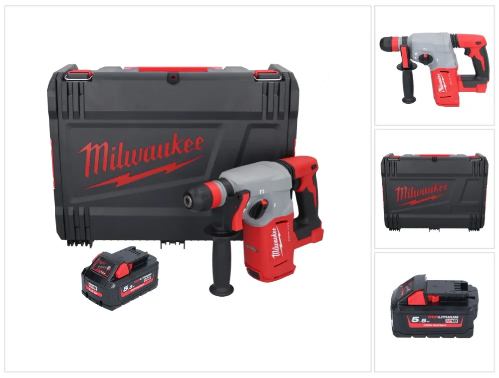 Milwaukee M18 BLHX-551X akumulatorowy młot udarowo-obrotowy 18 V 2,3 J bezszczotkowy + 1x akumulator 5,5 Ah + skrzynka HD...