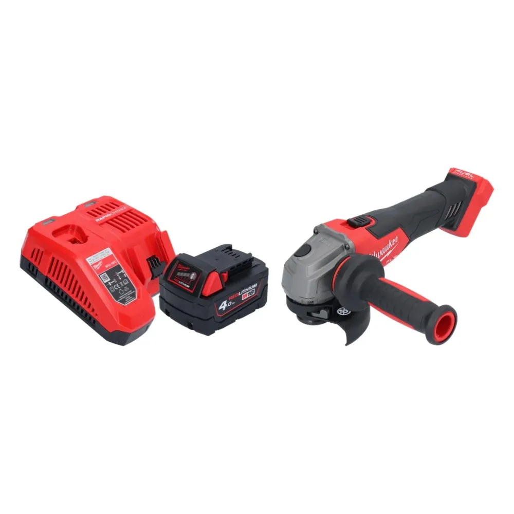 Milwaukee M18 FSAG115X-401 Akumulatorowa szlifierka kątowa 18 V 115 mm bezszczotkowa + 1x akumulator 4,0 Ah + ładowarka