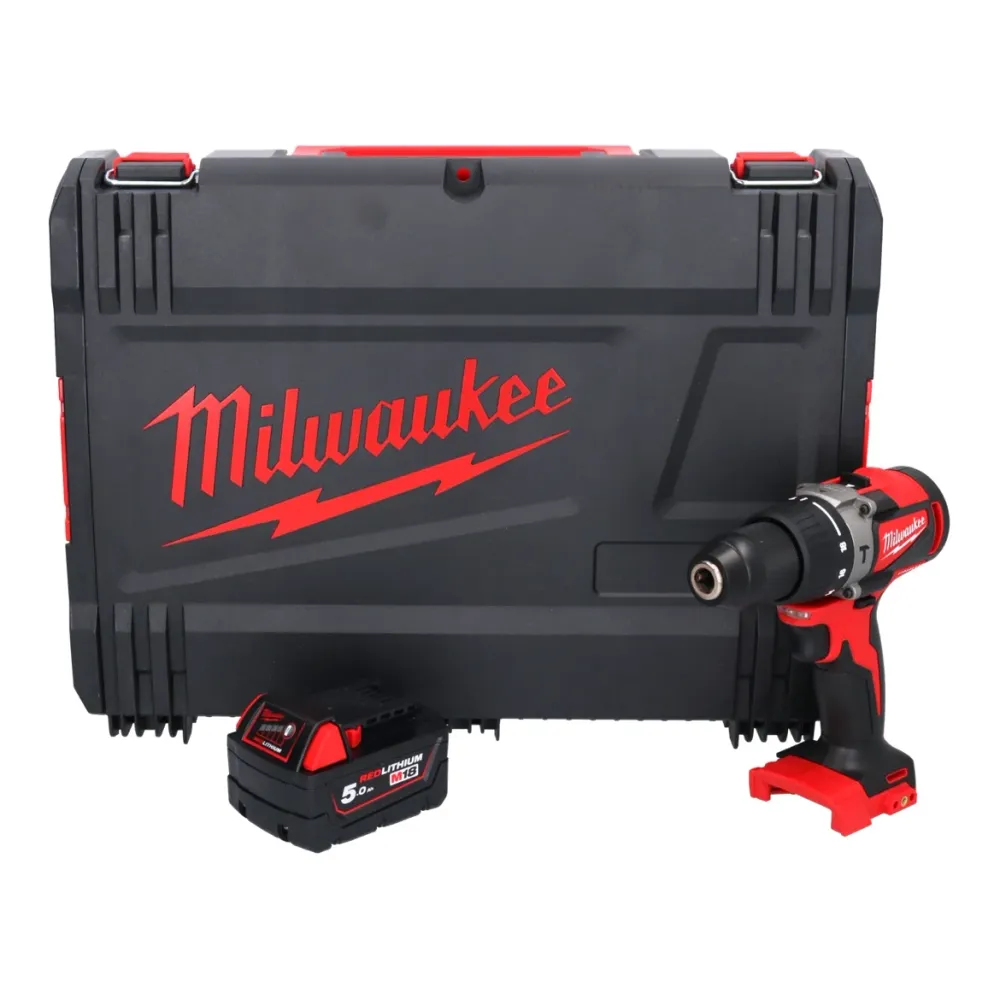 Milwaukee M18 BLPD2-501X akumulatorowa wiertarko-wkrętarka udarowa 18 V 82 Nm bezszczotkowa + 1x akumulator 5,0 Ah + skrzy...