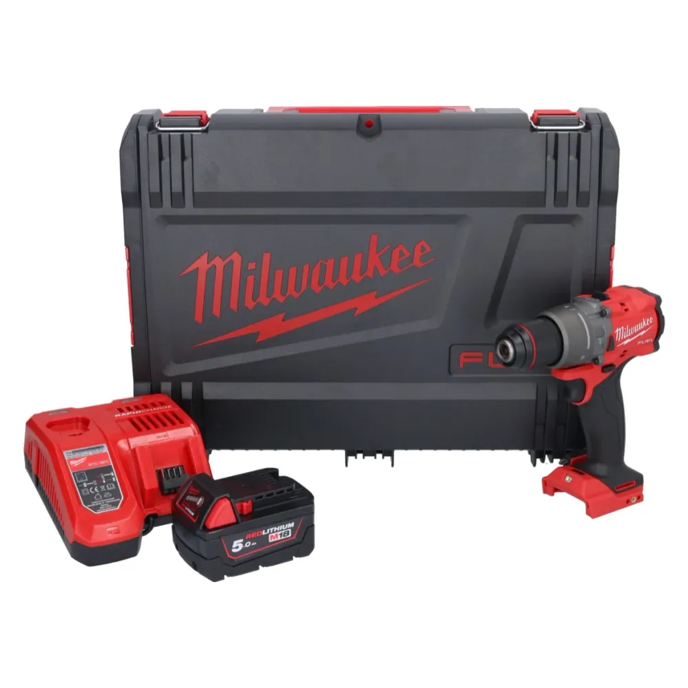 Milwaukee M18 FPD3-501X akumulatorowa wiertarko-wkrętarka udarowa 18 V 158 Nm bezszczotkowa + 1x akumulator 5,0 Ah + ładow...