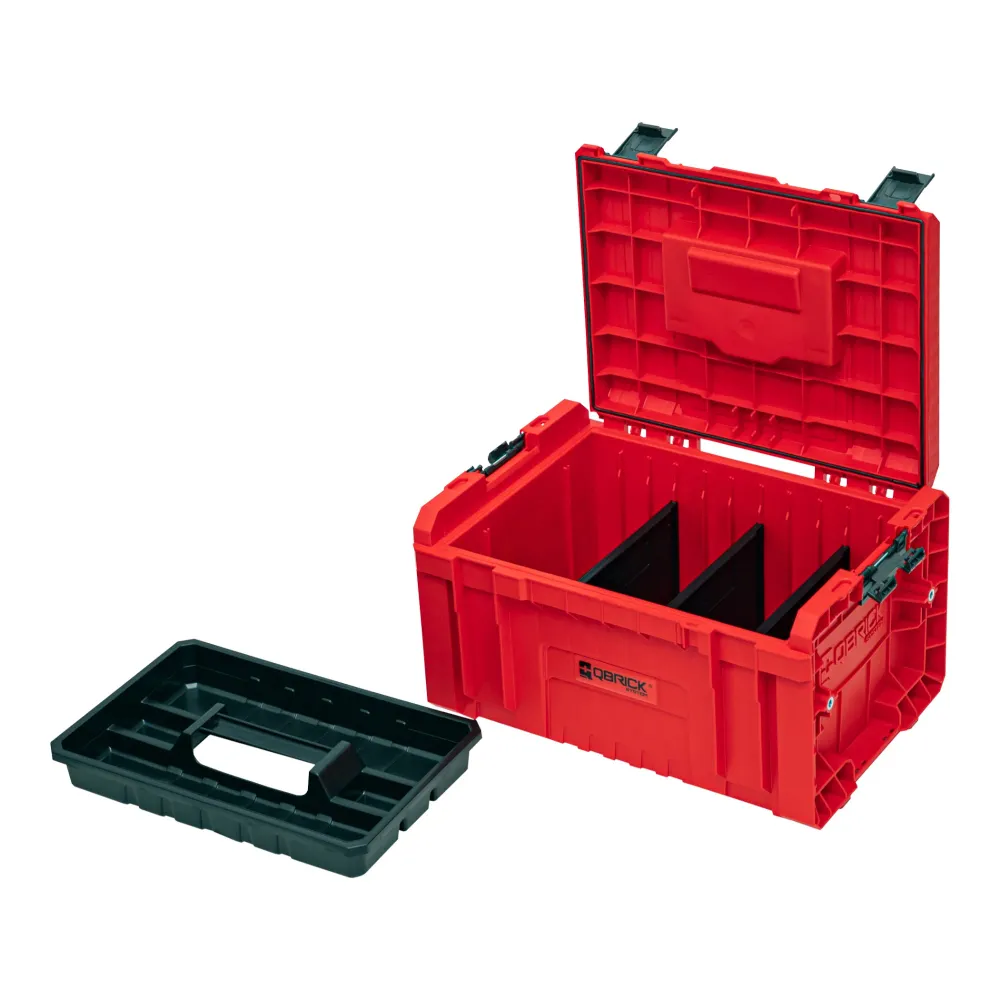 Qbrick System PRO Toolbox 2.0 RED ULTRA HD Niestandardowa walizka narzędziowa 450 x 260 x 240 mm 19 l z możliwością sztapl...