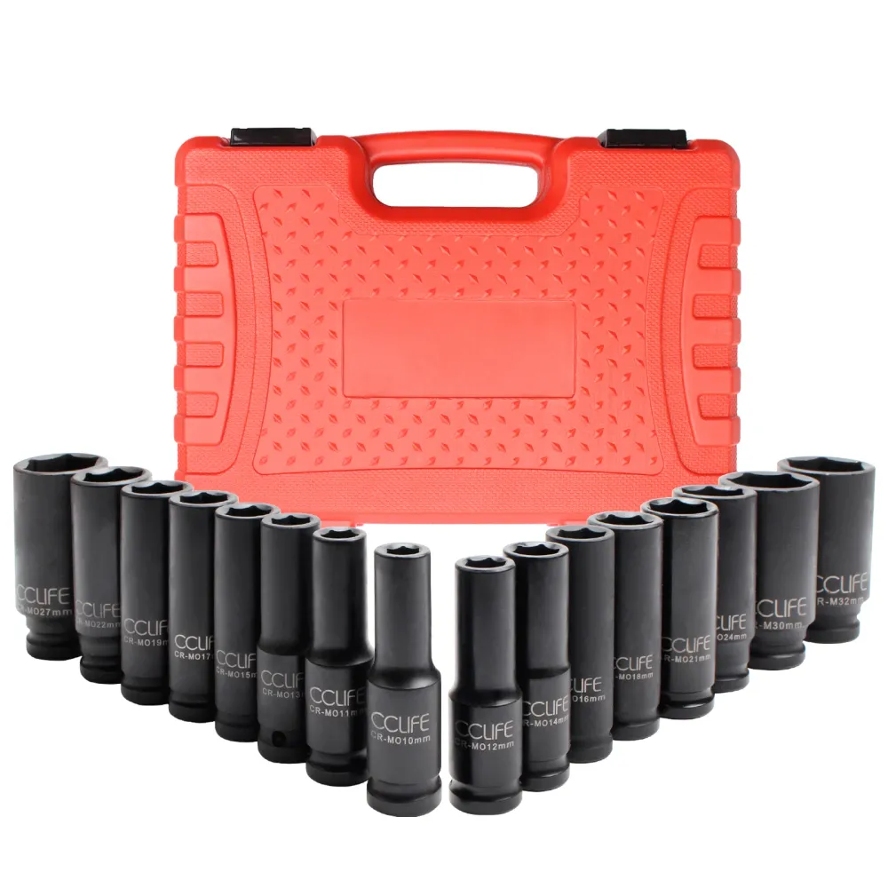 Zestaw narzędzi głęboko udarowych Cr-Mo 10-32MM 16 PCS 1/2"
