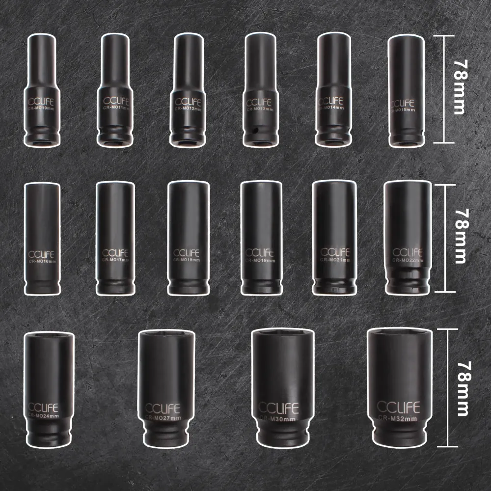 Zestaw narzędzi głęboko udarowych Cr-Mo 10-32MM 16 PCS 1/2"
