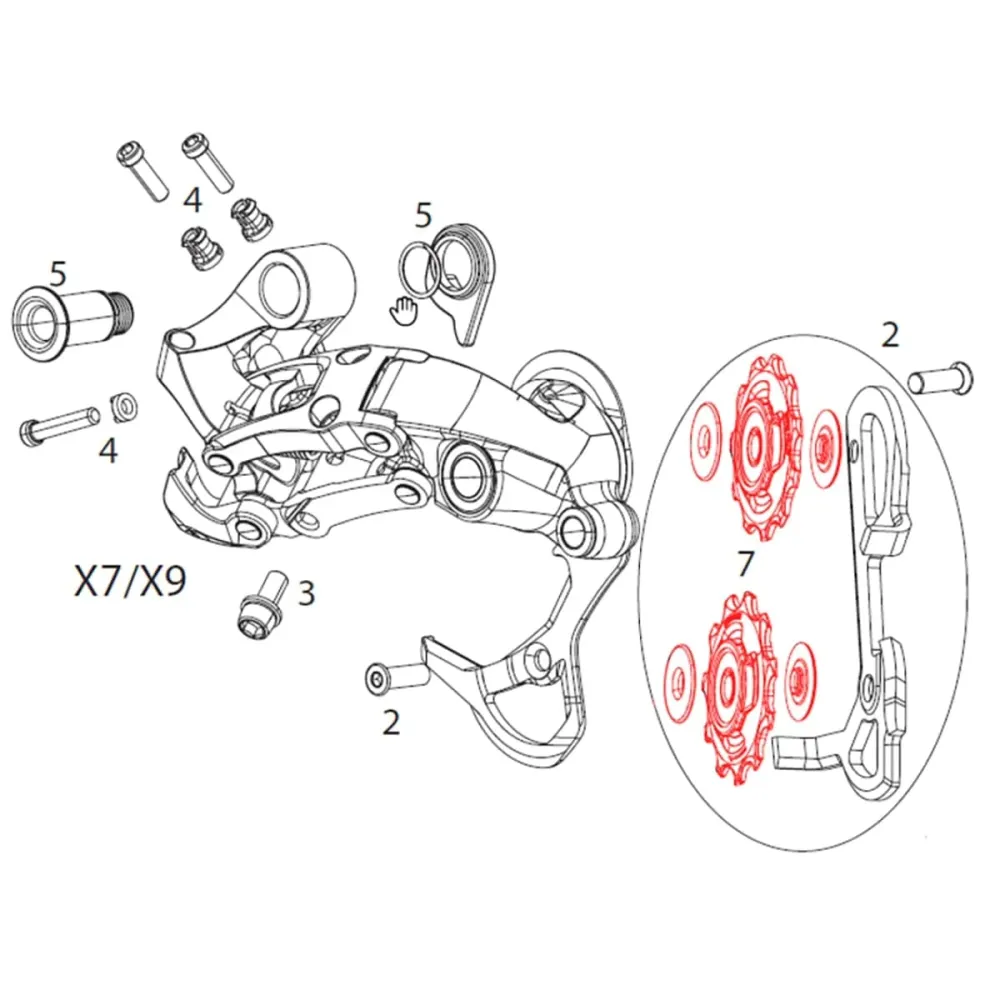Przerzutka tylna SRAM X9/X /GX typ 2, tryby 2x10V (x2)