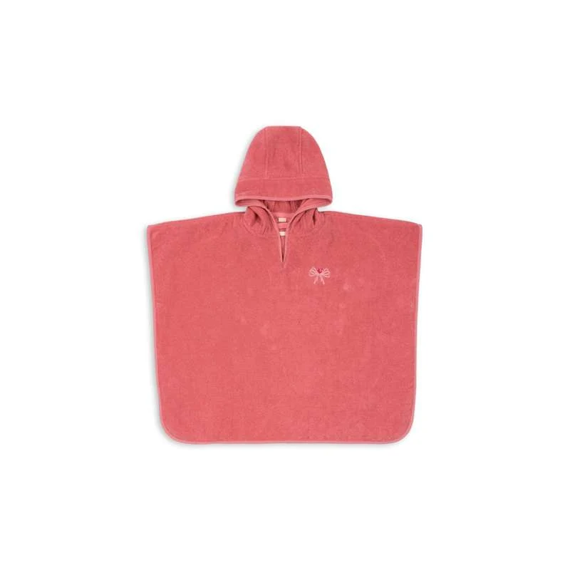 Konges Sløjd Terry Poncho z haftem - GOTS - Flamingo Pióro