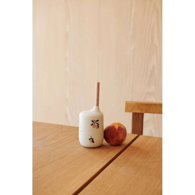 Liewood Ellis Tudkop m. Låg og Sugerør - Silikone - Peach/Sea Shell Mix