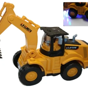 KOPARKA ŻÓŁTA JEŻDŻĄCA Z MUZYKĄ PEŁNA PODŚWIETLEŃ LAMP 27CM E2004 EMAJ
