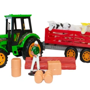 TRAKTOR Z PRZYCZEPĄ 3 ZWIERZATKA PRACOWNIK AKCESORIA E1440 EMAJ
