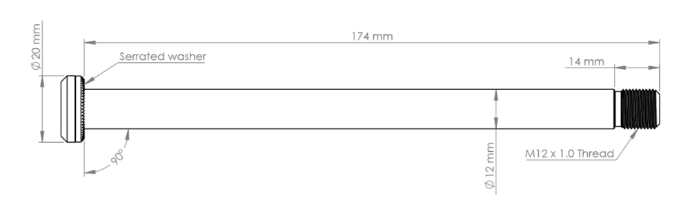Oś tylnego koł BURGTEC 174 mm do ramy Yeti srebrna