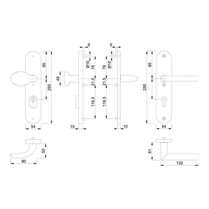 Meble HOPPE Stockholm 76G/3332ZA/3410/1140 Aluminium F1 ( 3000209128 )
